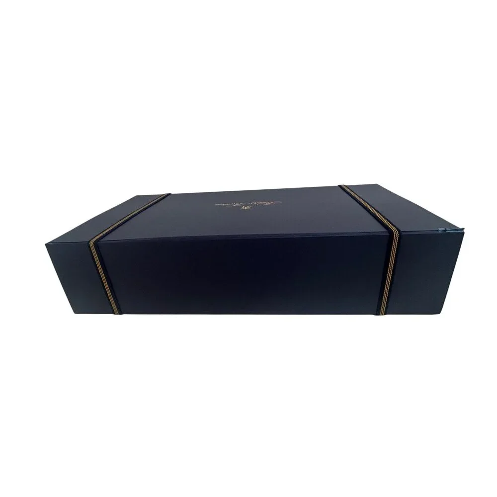 Brooks Brothers Navy Blue Large Gift Box Tissue Paper Logo Sticker Elastic Cords